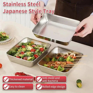 Stainless Steel Square Plate(With Lid)